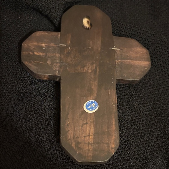 Wooden Cross with Floral Inlay - Picture 2 of 3